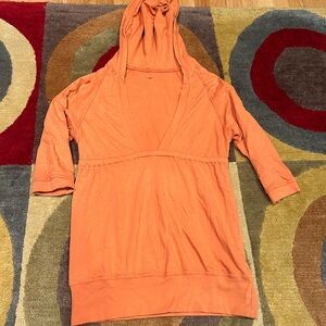 Mblem Y2K Style Low Cut Tunic Knit Sweatshirt Hooded Top Women’s Size Medium